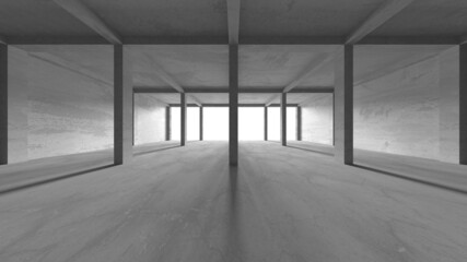 Dark Concrete Wall Architecture. Empty Room