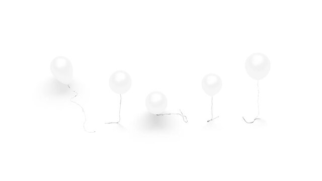 Blank white balloon flying animation mockup, different views