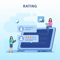 application rating concept, technology, Reviews stars with good and bad rate, customer satisfaction, social media, Flat vector template Style Suitable for Web Landing Page, Background.