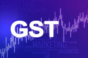 Obraz premium 2d rendering GST Tax India with business graph 