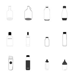 Flat icon set - glass and milk bottle,design vector