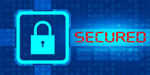 2d illustration Safety concept: Closed Padlock on digital background
