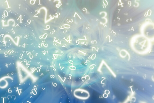 Fototapeta numerology, numbers on the background of an abstraction made from a photograph, with a twisting effect