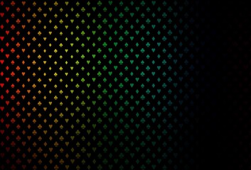 Dark multicolor, rainbow vector cover with symbols of gamble.