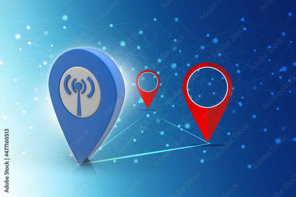 Poster 3d rendering mobile phone data with navigation sign