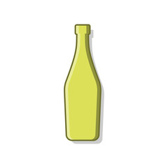 Martini bottle. Alcoholic drink for parties and celebrations. Simple shape isolated with shadow and light. Colored illustration on white background. Flat design style for any purposes