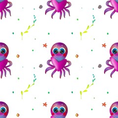 seamless pattern with octopus 