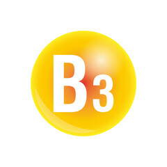 Nutrition sign concept. The power of vitamin B3. Chemical formula illustration