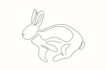 Continuous line drawing of cute rabbit. Single one line art of beautiful bunny rabbit animal pet. Vector illustration