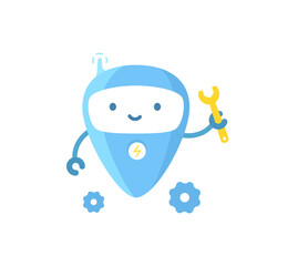 Robot character. Repair service support. Vector illustration.