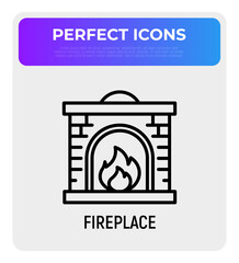 Fireplace thin line icon. Modern vector illustration.