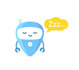 Robot sleep. Sleeping mode. Vector illustration.