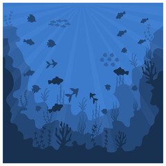 Underwater background life at sea or ocean bottom.