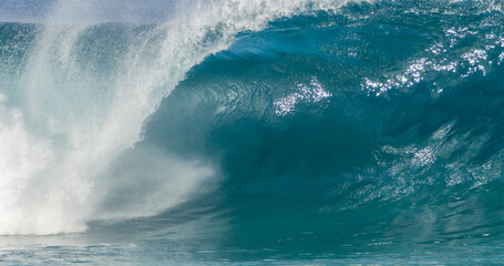 Fototapeta na wymiar Big tropical ocean wave of high surf water