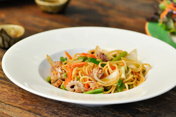 spaghetti , squid spaghetti or seafood spaghetti.