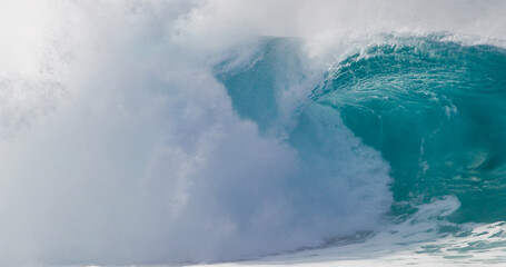 Big tropical ocean wave of high surf water