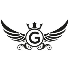 Obraz premium wings logo, Eagle Bird abstract Logo design vector And G Logotype, Transportation Concept
