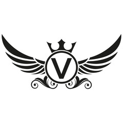 wings logo, Eagle Bird abstract Logo design vector And V Logotype, Transportation Concept