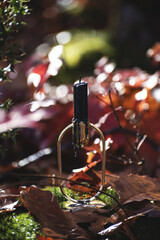 Bougie sur un fond de forêt automnale