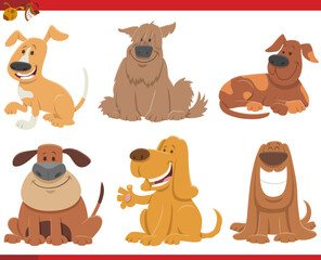 funny cartoon dogs and puppies comic characters set