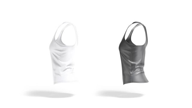 Blank black and white women racerback tanktop mockup, looped rotation