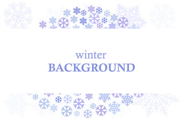 Winter background with snowflakes horizontal, background with winter snow and free space for text, logo, photo, pattern for decorating pages, sketchbook, notebooks, books, posters, banner, etc., holid