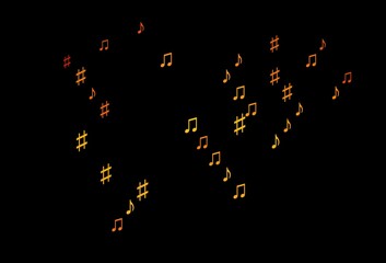 Dark Orange vector pattern with music elements.