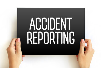 Accident Reporting text on card, concept background