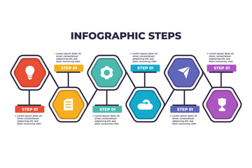 Infographic Presentation Business Template in Hexagonal Style