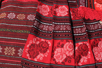 Fototapeta premium traditional Romanian fabrics arranged on the table