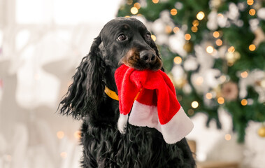 Gordon setter in Christmas time