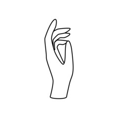 Woman hand line draw minimal icon. Abstract beauty and feminine symbol with delicate linear gestures.