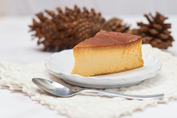 Traditional Mexican flan, dessert made with eggs and milk.