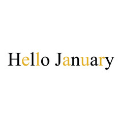 Hello January Text Vector On White Background 