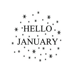 Hello January Lettering Card With Snowflakes