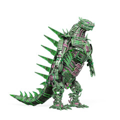 Fototapeta premium cyberpunk dinosaur bot side view