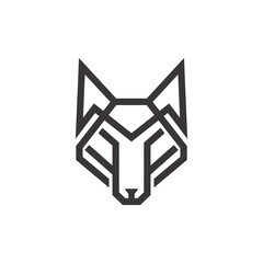 geometric Wolf head line logo design vector