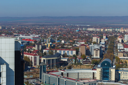 Grozny, Chechen Republic,Russia-11.03.2021:Grozny, top view