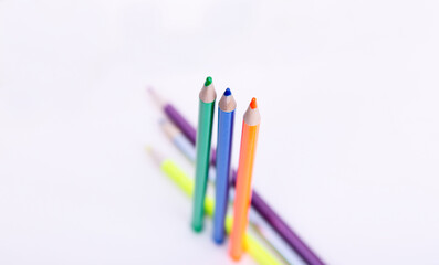 Pencils on a white background. wooden pencils. colored pencils