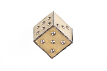 white stone dice on white background