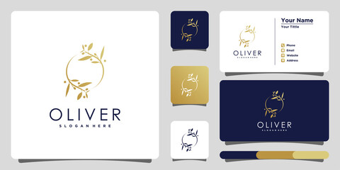 Fototapeta premium Olive oil logo design template unique and business card. Premium Vector