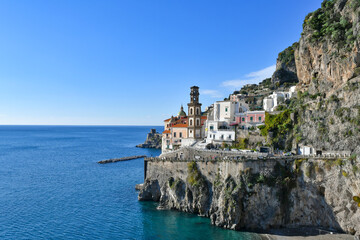 Fototapeta na wymiar View of Atrani, a town on the Amalfi coast, Italy. 