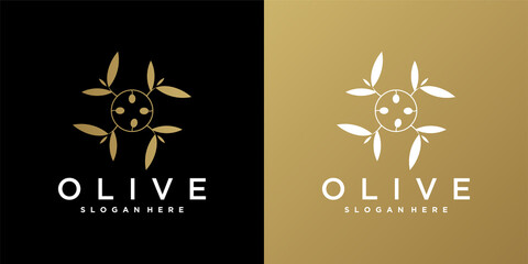 Olive oil logo design template unique and business card. Premium Vector