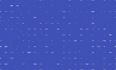 Seamless background pattern of evenly spaced white top symbols of different sizes and opacity. Vector illustration on indigo background with stars