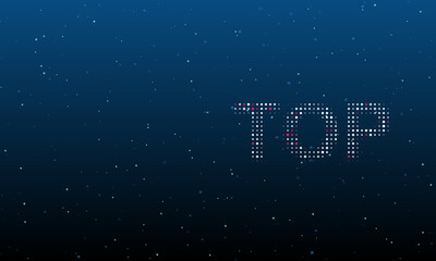On the right is the top symbol filled with white dots. Background pattern from dots and circles of different shades. Vector illustration on blue background with stars