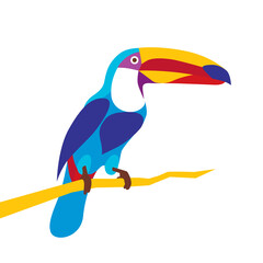 Vector image of a bird, colorful toucan, bird logo, symbol