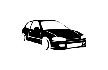 car coupe hatchback isolated white background - obrazy, fototapety, plakaty
