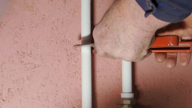 Soldering of propylene pipes for water supply. Home plumbing, installation.