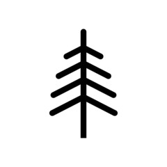 Silhouette of a Christmas tree. Black icon isolated on white background. Cute pattern illustration for creating postcards, designation of the forest on the road. 