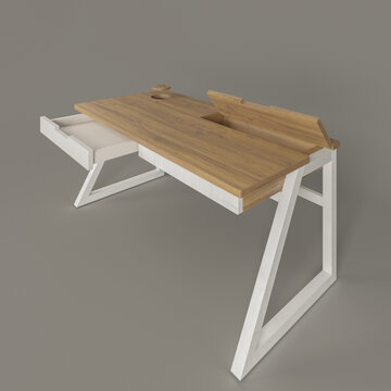 Wooden 3d office table furniture design